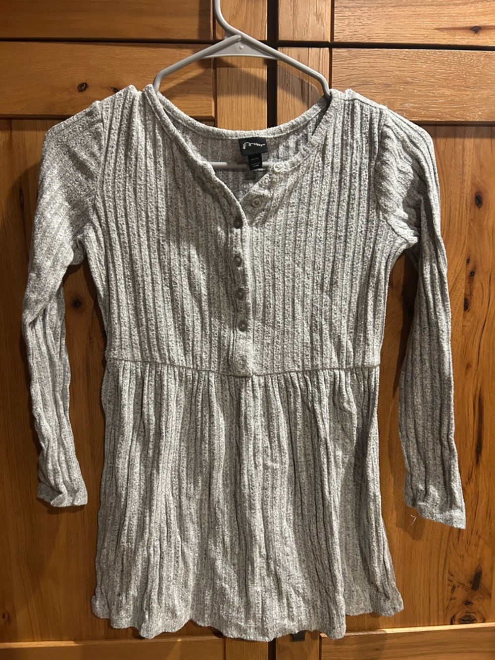 art class Gray Ribbed Long-Sleeve Girls Dress